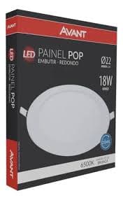 Plafon Painel Led Redondo Embutir 18w 6500k Ultra Slim 22cm